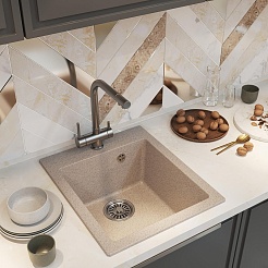 Mixline Мойка кухонная ML-GM14 песочная – фотография-4