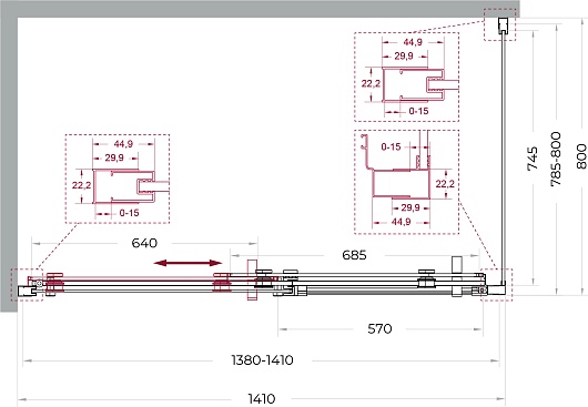 BelBagno Душевой уголок Marino MARINO-2-AH-1-140/80-C-Cr 140x80 профиль хром стекло прозрачное – фотография-10