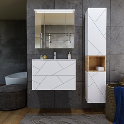 Бриклаер Тумба под раковину Кристалл 80 белая – фотография-4