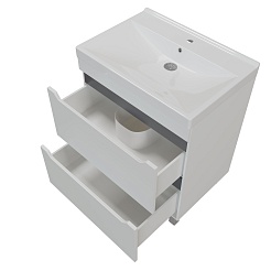 Mixline Тумба под раковину Лайн 70 2 ящика белая – фотография-2