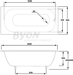 Byon Чугунная ванна BYON 13 140 см – фотография-7