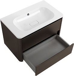 Cezares Тумба с раковиной без отверстия под смеситель Relax 80 подвесная оружейная сталь – фотография-6