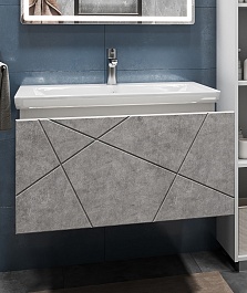 Vigo Тумба с раковиной Geometry 800-0-1 подвесная бетон – фотография-6