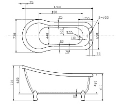 BelBagno Акриловая ванна BB20-BRN, ножки BB-LEG-LION-BRN – фотография-3