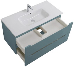 BelBagno Тумба с раковиной Etna 100 подвесная голубая матовая – фотография-6