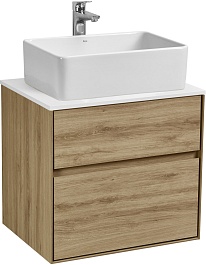 Акватон Тумба с раковиной и белой столешницей Либерти 60 Mila 50 дуб эльвезия – фотография-1