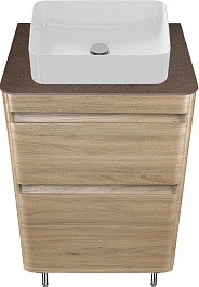 Style Line Тумба с раковиной напольная Атлантика 60, ясень перламутр, столешница MI03 – фотография-1