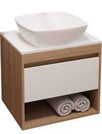 Teymi Тумба с раковиной Ritta 75 дуб эврика/белый матовый T60521 раковина T50701 – фотография-1