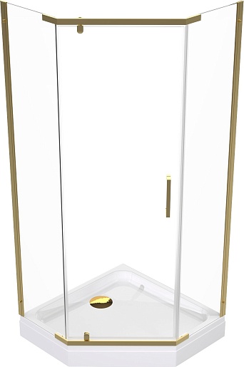 Triton Душевой уголок Дека-Голд 90x90 стекло прозрачное профиль золото с поддоном – фотография-2