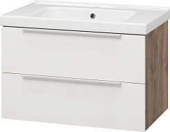 Misty Тумба с раковиной Карат 80 подвесная белая/дуб галифакс олово – фотография-2