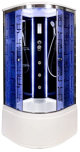 DTO Душевая кабина BМ4590 LED BLACK с гидромассажем – фото-1