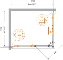 Cezares Душевой уголок Relax 304 RELAX-304-AH-2-120/90-C-GM 120x90 профиль оружейная сталь стекло прозрачное – фотография-8