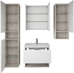 Dreja Тумба с раковиной Perfecto 60 подвесная белая/дуб эврика – фотография-16