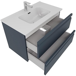 Aquatek Тумба с раковиной Вега 80 подвесная матовая серая – фотография-2