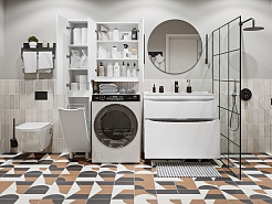 Vivon Шкаф-пенал Ostin 30L с бельевой корзиной белый матовый – фотография-7