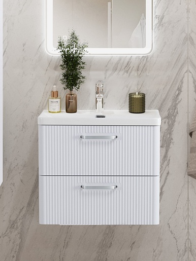 BelBagno Тумба с раковиной Due 60 подвесная Bianco Lucido ручки Хром полированный – картинка-15