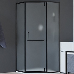 RGW Душевой уголок Hotel HO-084B 100x100 профиль черный стекло матовое сатинат – фотография-1