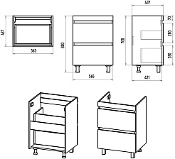 Misty Тумба под раковину Майна 60 2 ящика хаки/белая – фотография-5