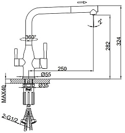 Frap Смеситель для кухни F4396-39 оружейная сталь – фотография-3