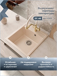 Teymi Мойка кухонная Lori Mini 46 кварцевая бежевая матовая – фотография-11