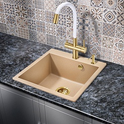 Milacio Смеситель для кухни Ultra MCU.560.GDW золото брашированное/белый – фотография-6