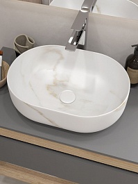 Teymi Раковина накладная в ванную Solli 48 artceramic мрамор белый матовый T50386 – фотография-2