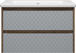 Brevita Мебель для ванной Chester 80 подвесная серая/дуб чарльстон темно-коричневый – фотография-4