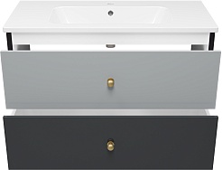 Brevita Тумба под раковину Кристиан 100 подвесная серая/черная – фотография-4