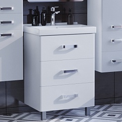 Mixline Мебель для ванной Стив 60 L 3 ящика белая – фотография-6