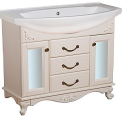 Bas Тумба с раковиной Версаль 105, слоновая кость, вставки стекло – фотография-1