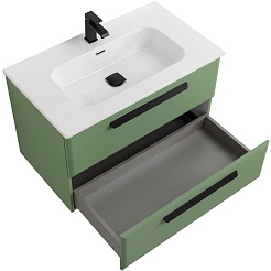 BelBagno Мебель для ванной Eco Cer-N 80 CZR-8095-80 фисташковый софт ручки матовые чёрные – фотография-3