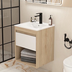 Teymi Тумба с раковиной Vitra 50 подвесная дуб/белый – фотография-4