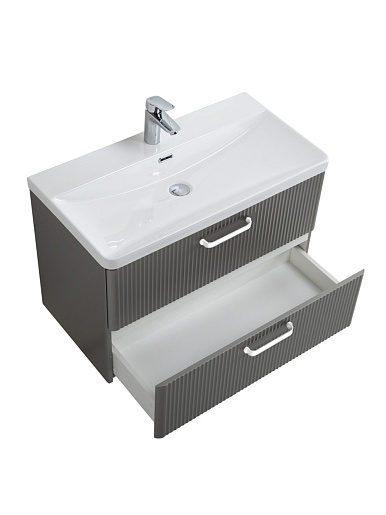 BelBagno Тумба с раковиной Due 80 подвесная Сатин ручки Белые – фотография-8