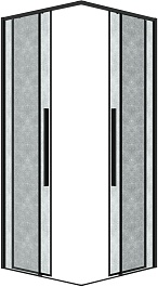 Grossman  Душевой уголок Galaxy 70x70x195 профиль черный матовый стекло шиншилла – фотография-2