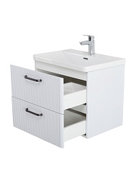 BelBagno Тумба с раковиной Due 50 подвесная Bianco Lucido ручки Матовый тёмный никель – фотография-6