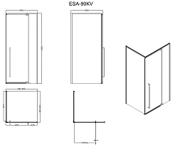 Esbano Душевое ограждение ESA-90KV-C 90/90 – фотография-3