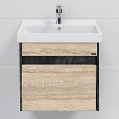 СанТа Тумба под раковину Мира 60 подвесная янтарное дерево/черная – фотография-3