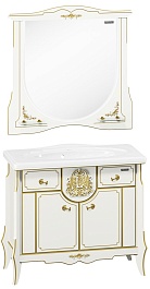  Мебель для ванной комнаты Luise 100 белая/патина золото – фотография-1