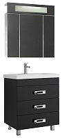 Водолей Мебель для ванной Орландо 80 с зеркальным шкафом Квадро черная