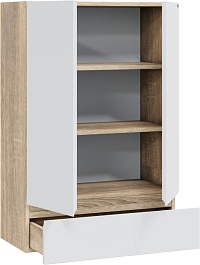 СанТа Навесной шкаф Марс 60x90 над стиральной машиной белый/янтарное дерево – фотография-2