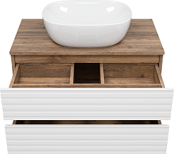Brevita Тумба с раковиной Dakota 80 подвесная дуб галифакс олово/белая – фотография-4