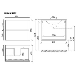 Sancos Тумба с раковиной Urban 70 дуб галифакс натуральный раковина Element 71 CN7007MB – фотография-8