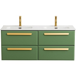Cezares Тумба с раковиной Eco Cer-N 120 с 4 ящиками фисташковый софт CZR-8095-120-2 ручки сатиновое золото – фотография-2