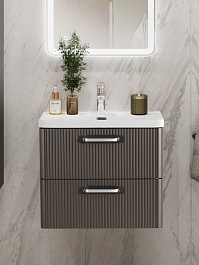 BelBagno Тумба с раковиной Due 50 подвесная Оружейная сталь ручки Хром полированный – фотография-16