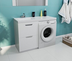 Mixline Тумба с раковиной Атлантик 120 L под стиральную машину белая – фотография-3