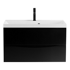 BelBagno Тумба с раковиной Marino 80 подвесная Nero Lucido – фотография-2