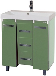 Misty Тумба с раковиной Джулия QVATRO 105 конус, 3 ящика, салатовая – фотография-1