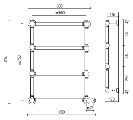 Margaroli Полотенцесушитель Armonia 9-542-4 бронза – фотография-2