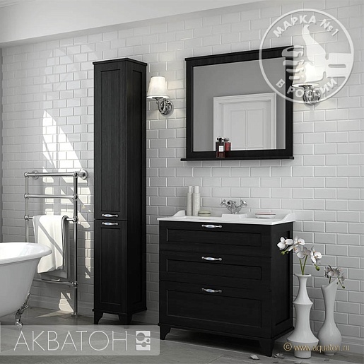 Акватон Мебель для ванной "Леон 80 Н" ясень черный – фотография-2