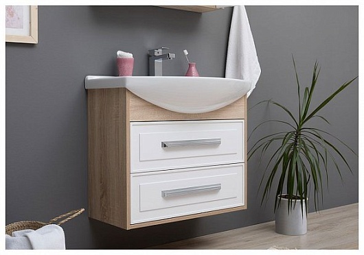 Aquanet Мебель для ванной Остин 75 белая/дуб сонома – фотография-8